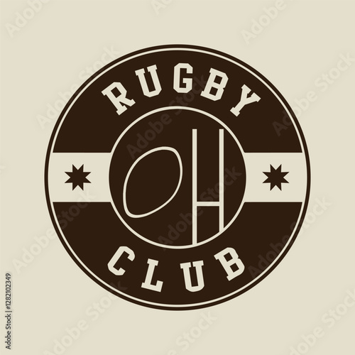 Rugby Round Seal, Vector Illustration Web Stamp Symbol Abstract Editable image