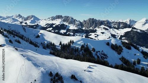 Gastlosen Swiss Mountains in Switzerland in Winter photo