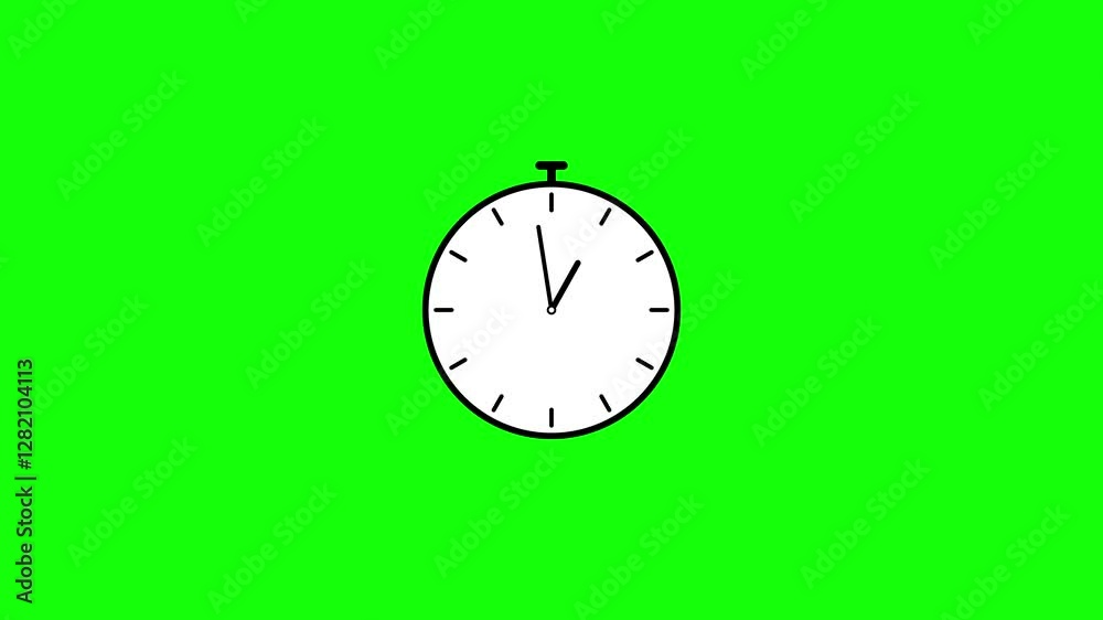 Flat clock animation. Rotating hour hands at 12 o'clock. 24 hour countdown all day long, full rotation.