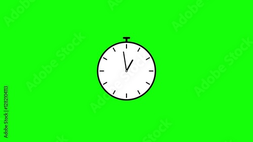 Flat clock animation. Rotating hour hands at 12 o'clock. 24 hour countdown all day long, full rotation.