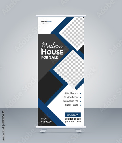 Morden home for sale roll up banner design. Business roll up display standee for presentation purpose awesome design 