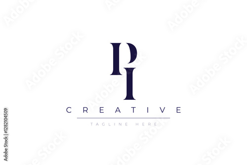 pI abstract  minimalist letters Logo Monogram. It is a minimalist logo, this logo is made by combining two letters