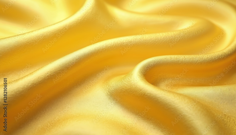 Obraz premium Detailed close-up of yellow satin cloth. Abstract textile background with soft drapery and wavy folds. Luxury golden fabric texture for elegant design. Beautiful silk surface with light and shadows.