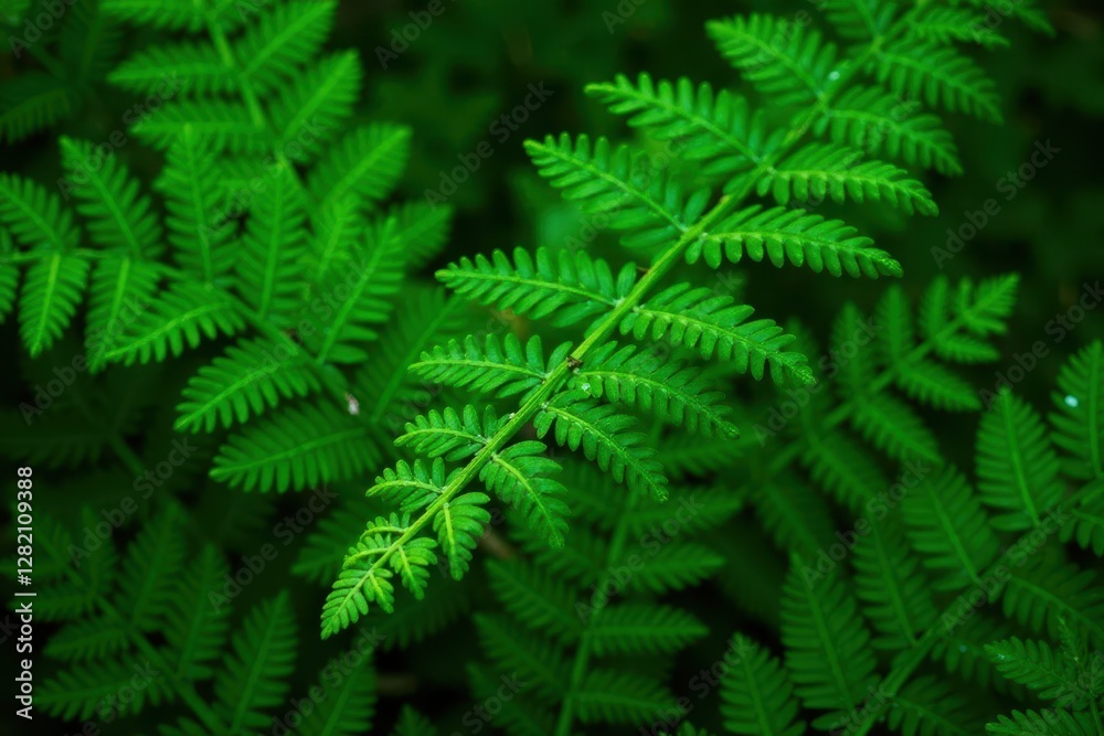 Close-up of lush green ferns with intricate details, moss, nature Close-up of lush green ferns with intricate details, moss, nature