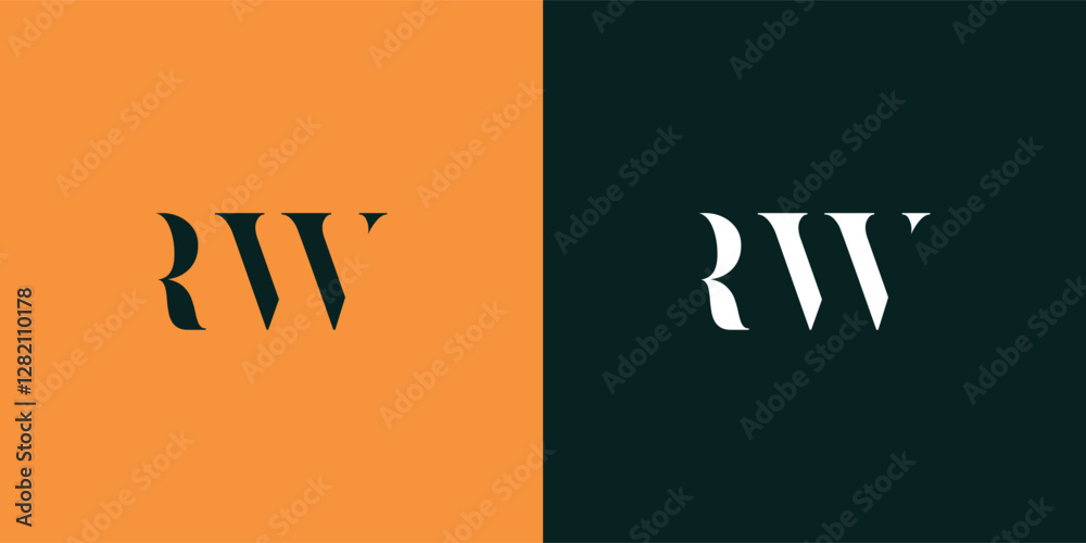 Obraz premium RW abstract minimalist letters Logo Monogram. It is a minimalist logo, this logo is made by combining two letters