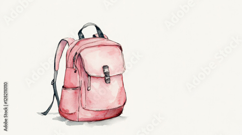 Pink Watercolor Backpack on White Background for Creative Projects