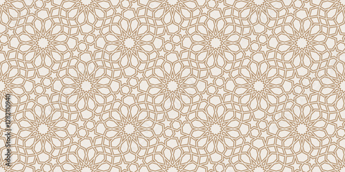 Star seamless pattern. Stars border. Packaging for coffee and chocolate. Repeated brown patterns. Geometric coffe texture. Repeating beige background. Abstract design for prints. Vector illustration
