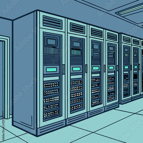 server rack with servers