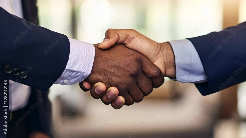 Professional handshake signifies agreement and cooperation in business setting Professional handshake signifies agreement and cooperation in business setting
