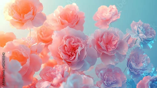 Beautiful Pink Roses Floral Background Soft Pastel Colors Romantic Spring Blossom Flowers Nature Photography Floral     