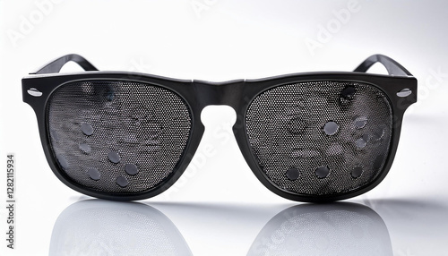 black perforated glasses medical spectacles with hole on white background perforated glasses glasses with holes for vision pinhole glasses
