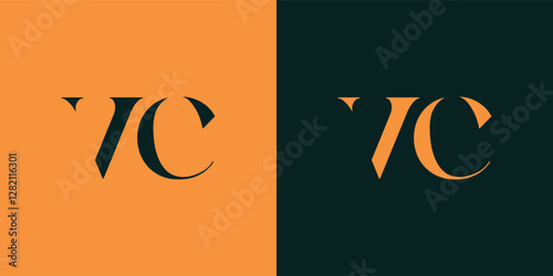 VC abstract  minimalist letters Logo Monogram. It is a minimalist logo, this logo is made by combining two letters