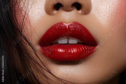 there is a close up of a woman's lips with red lipstick