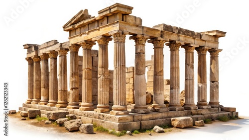 Ancient Temple Ruins Isolated on White