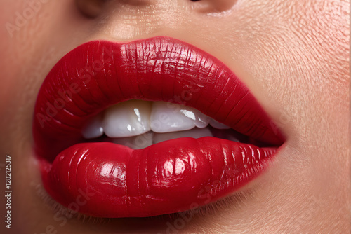 there is a close up of a woman's lips with red lipstick