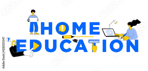 Home Education and Online Learning Concept Banner