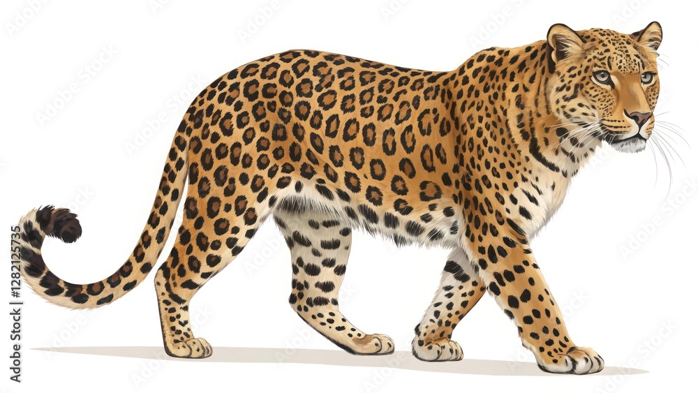 Elegant Leopard Portrait on White Background Elegant Leopard Portrait on White Background