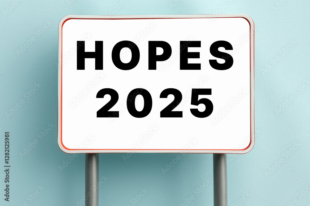 Hopes 2025 word text on sign symbolic background Hopes 2025 word text on sign symbolic background