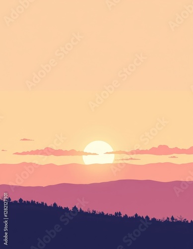 minimalist flat color sunrise gradient background with hopeful mood and copyspace for design projects