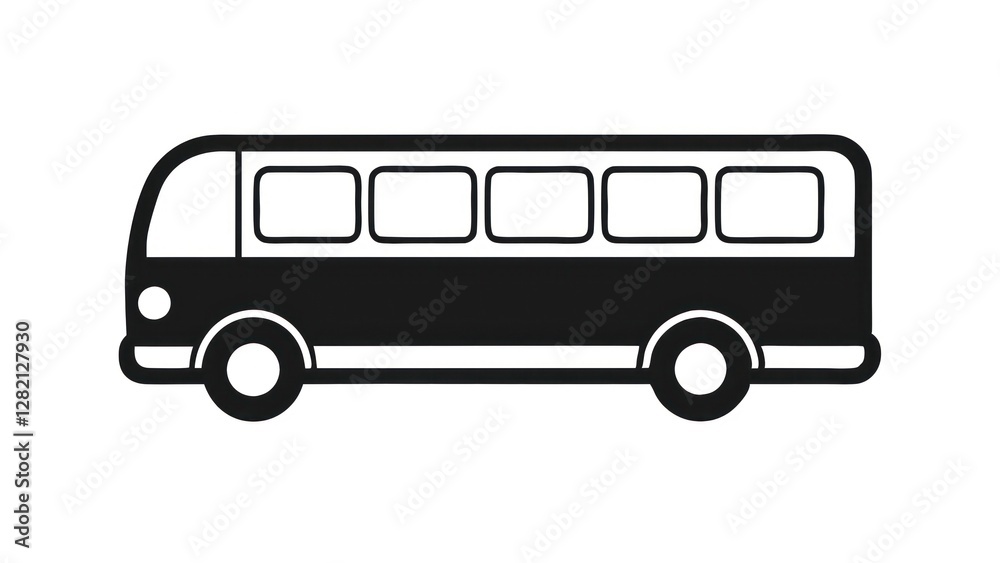 a black and white illustration of a bus, a classic symbol of public transport
