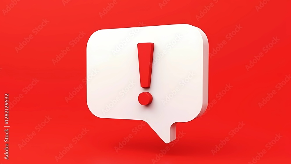 Bold 3D Speech Bubble with Red Exclamation Mark for Alerts and Notifications Bold 3D Speech Bubble with Red Exclamation Mark for Alerts and Notifications