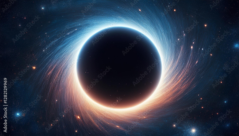 Obraz premium black hole over star field in outer space universe filled with stars