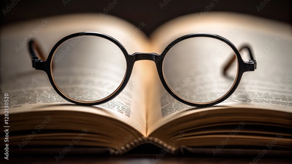 Glasses on Open Book Symbolizing Knowledge and Learning Glasses on Open Book Symbolizing Knowledge and Learning