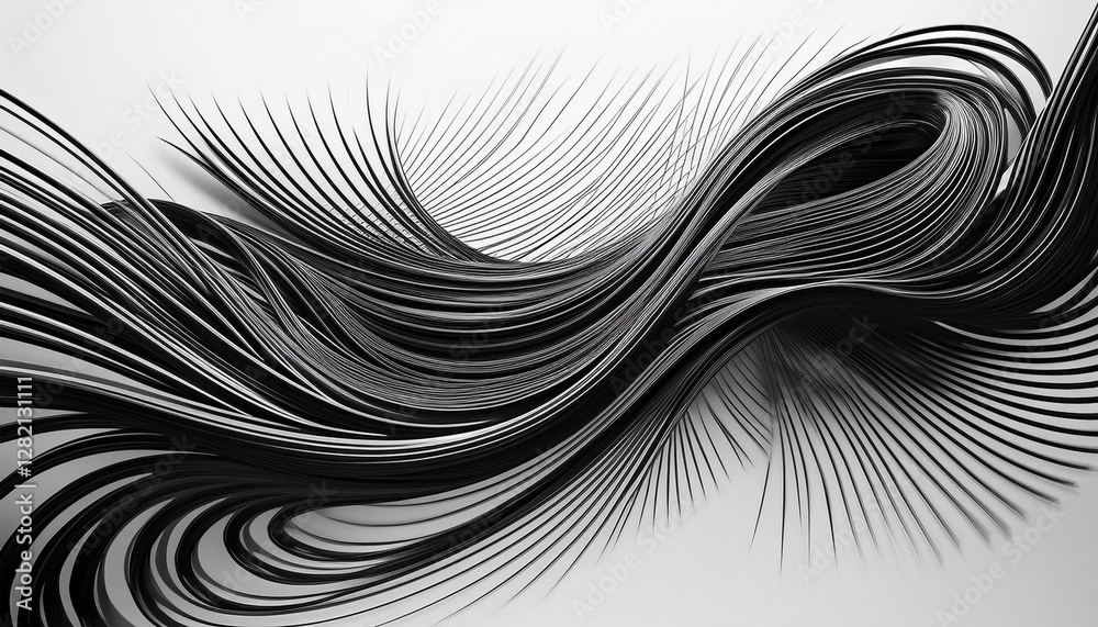Fototapeta premium abstract black lines on white background black lines 3d rendering illustration not ai