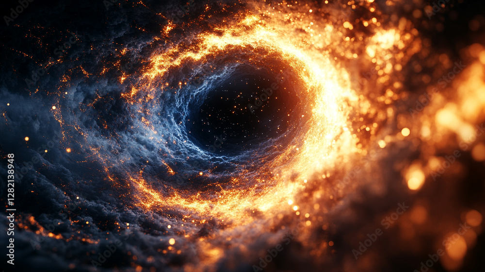 A surreal blue and orange space with a hole at its center, symbolizing the vastness of the sky and the warmth of the sun, blending nature's elements into a modern cosmic representation.
A surreal blue and orange space with a hole at its center, symbolizing the vastness of the sky and the warmth of the sun, blending nature's elements into a modern cosmic representation.