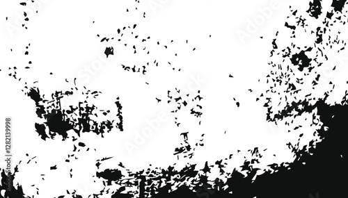 Grunge effect texture creates a black and white abstract pattern