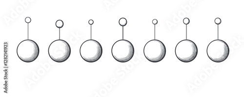 Flat linear pendulum wave motion icons set.