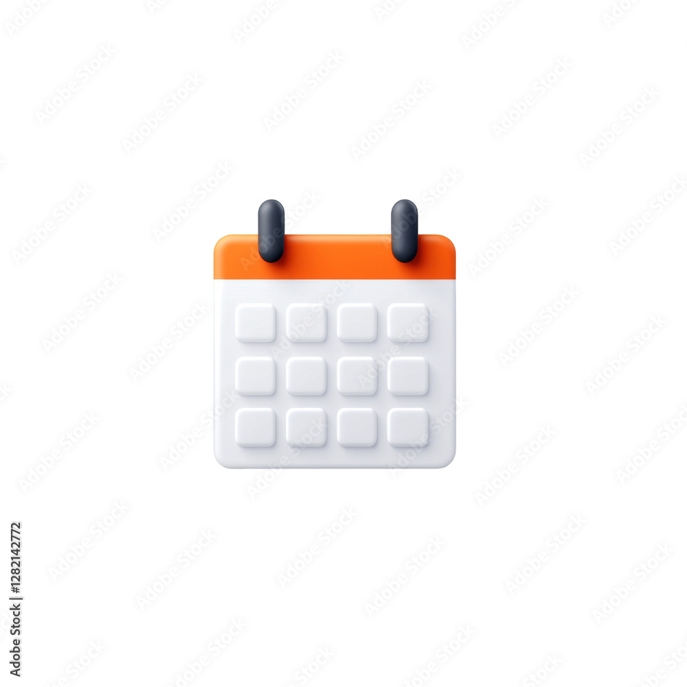 Simple calendar icon with orange header and white grid for digital planning and organization Simple calendar icon with orange header and white grid for digital planning and organization