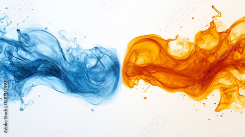 Wallpaper Mural dynamic blue and orange water splashes, symbolizing energy, movement, and harmony through vibrant, fluid forms and colors Torontodigital.ca