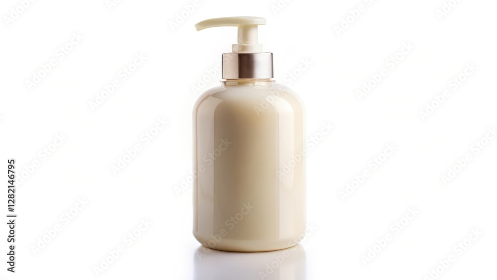 Cream bottle with pump dispenser on white background Cream bottle with pump dispenser on white background