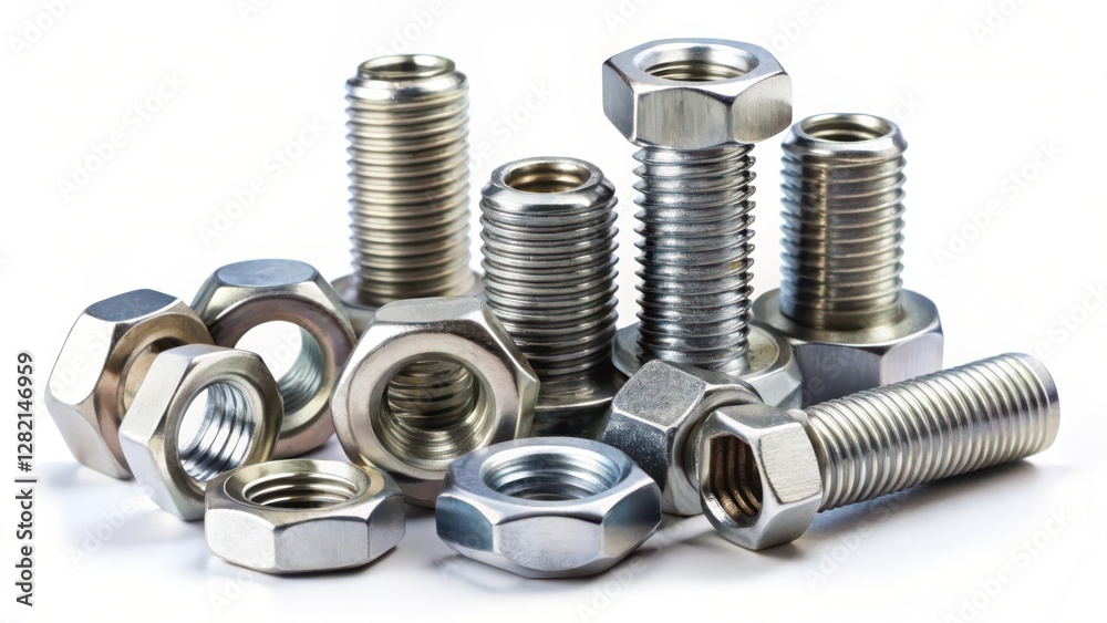 Metal Fasteners on White Background Metal Fasteners on White Background