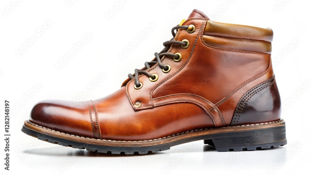 Brown Leather Boot on White Background Brown Leather Boot on White Background