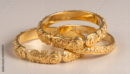 Intricate gold bangles showcasing elegance and craftsmanship, luxury