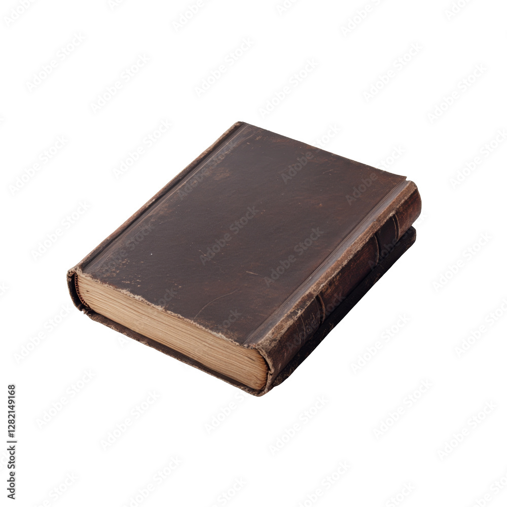 Worn leather book with thick pages conveying age and mystery in every fold and crease Worn leather book with thick pages conveying age and mystery in every fold and crease