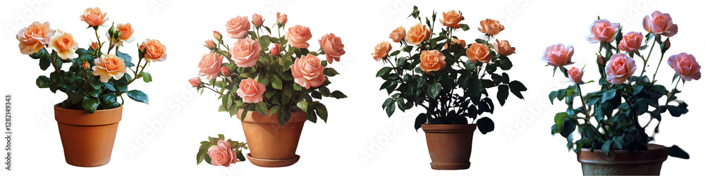Elegant Potted Rose Plant Clipart | Realistic Floral Illustration - Isolated on Transparent Background Elegant Potted Rose Plant Clipart | Realistic Floral Illustration - Isolated on Transparent Background