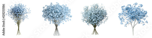 Delicate Blue Baby’s Breath Flowers – Soft Pastel Gypsophila Bouquet for Floral Arrangements, Weddings, and Home Décor – Isolated on Transparent Background