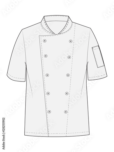 Kitchen Sous-chef Work Shirt Fashion Illustration Mock-up Template for Design and Tech Packs Front View