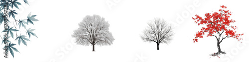 Wallpaper Mural Minimalist Aesthetic Tree PNG – Winter Bare Trees, Japanese Bamboo, and Red Maple Art for Design & Illustration – Isolated on Transparent Background Torontodigital.ca