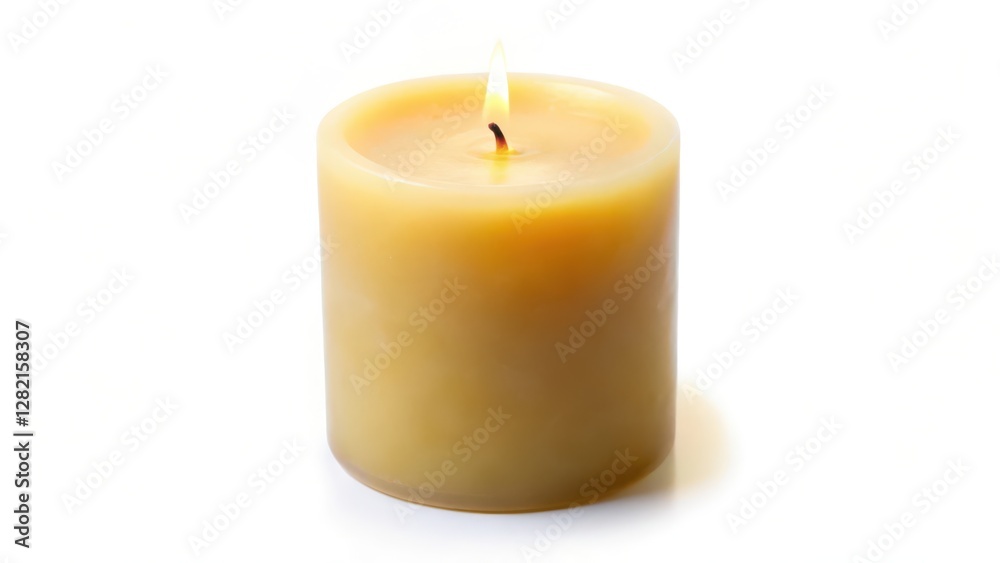 Lit Candle on White Background Lit Candle on White Background