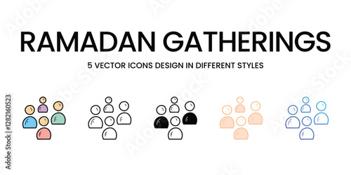 Ramadan gatherings vector icons set stock illustration
