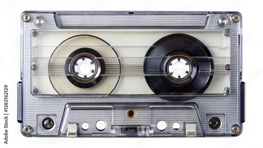 Obraz premium Compact Cassette Tape on White Background