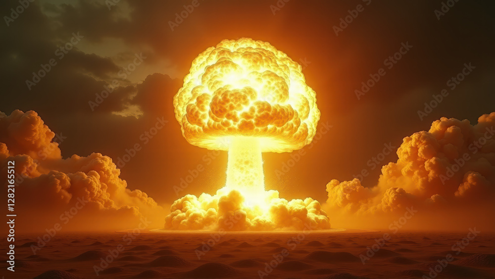 Fototapeta premium Nuclear Bomb Explosion, a Spectacle of Total Destruction
