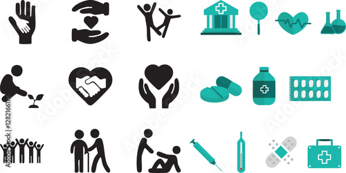 health care icons set vector illustration vector set of human icons