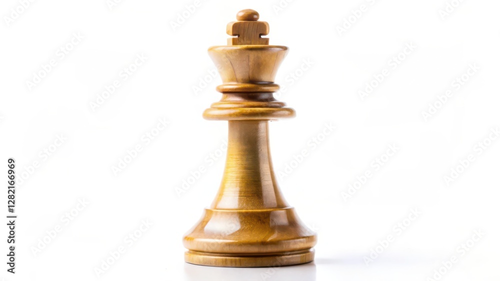 Wooden Chess King Piece on White Background Wooden Chess King Piece on White Background