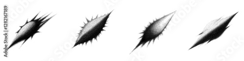 Comet brutalist y2k photocopy scan effect flat mono black halftone stipple illustration