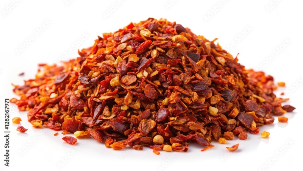 Fototapeta premium Dried Chili Flakes on White Background